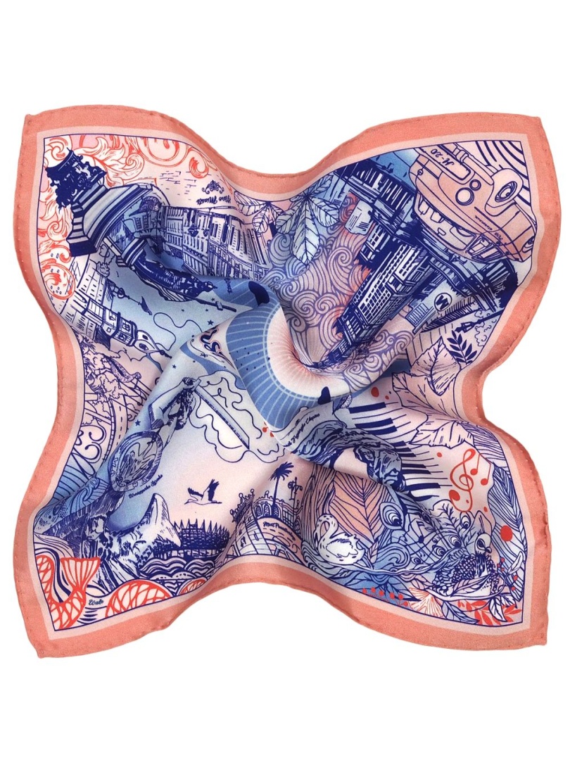 PJ-098 Poszetka Warszawa 100% silk 30x30 cm